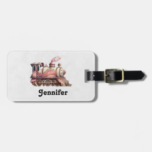 Étiquette À Bagage Moteur de train rose Style Steampunk Vintage