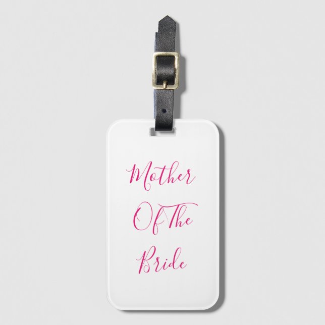 Étiquette À Bagage Mother Of The Bride Gift Wedding Favor Pink White (Devant Vertical)