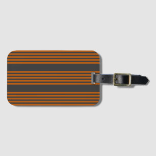 Étiquette À Bagage Motif à cinq bandes Burnt orange et charbon de boi