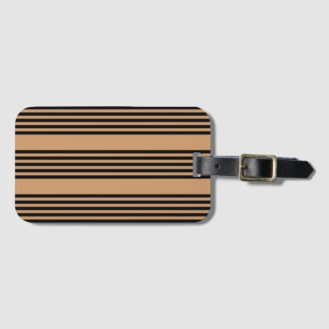 Étiquette À Bagage Motif à cinq bandes noir et brun (Devant Horizontal)