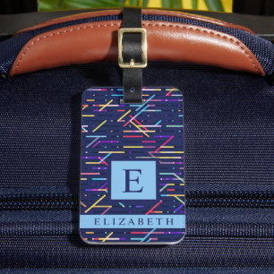 Étiquette À Bagage Motif Abstrait customisé bleu marine foncé
