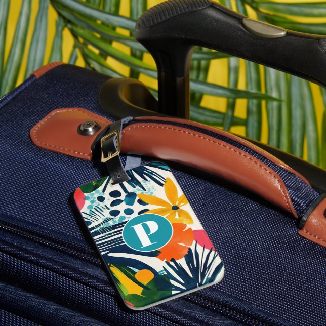 Étiquette À Bagage Motif Abstrait Tropical personnalisé (Insitu Rectoal 1)