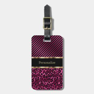 Étiquette À Bagage Motif animal de léopard rose