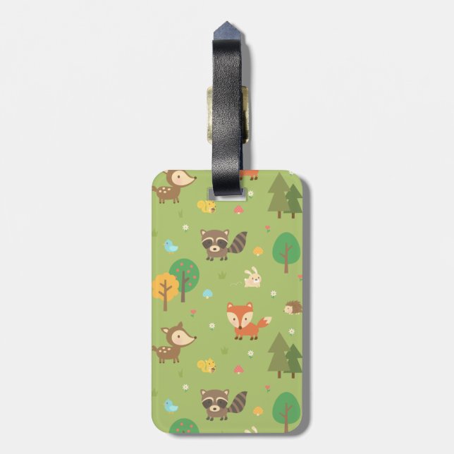 Étiquette À Bagage Motif animal de région boisée mignonne de forêt (Dos Vertical)