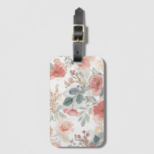 Motif aquarelle floral jardin corail rose