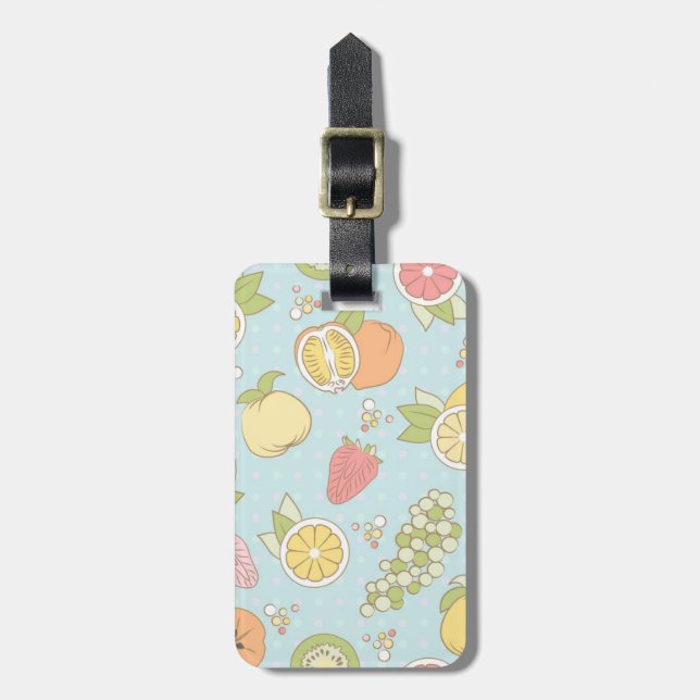 Étiquette À Bagage Motif avec des fruits et des baies (Devant Vertical)