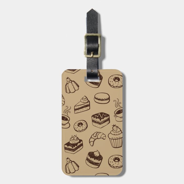 Étiquette À Bagage Motif avec des gâteaux, des desserts et la (Devant Vertical)