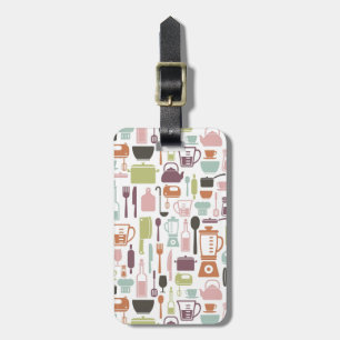Étiquette À Bagage Motif avec les icônes colorées de cuisine