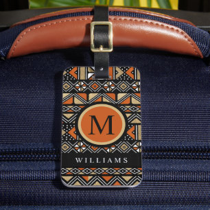 Étiquette À Bagage Motif Aztec noir blanc sur mesure