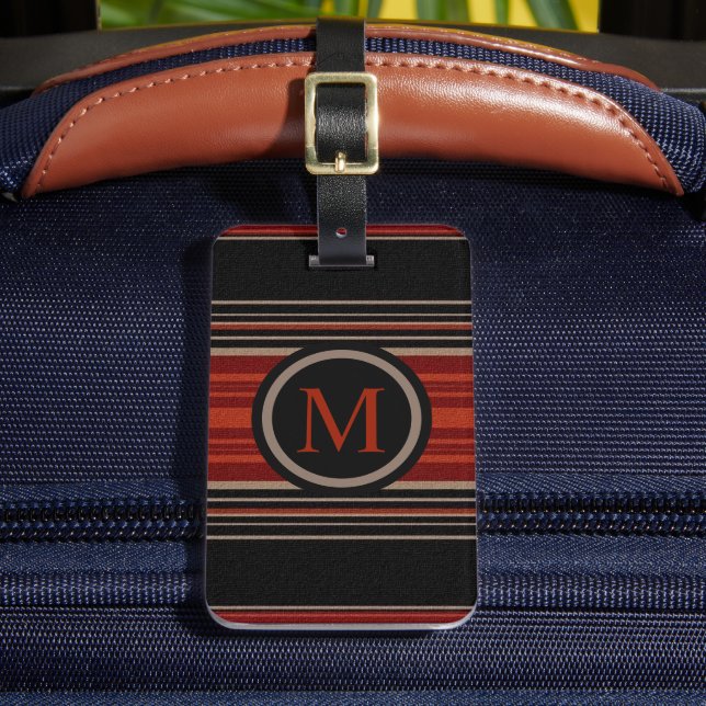 Étiquette À Bagage Motif Aztèque blanc orange noir personnalisé (Insitu Rectoal 2)