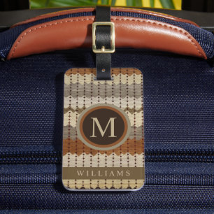 Étiquette À Bagage Motif Aztèque Brown Beige Gris personnalisé