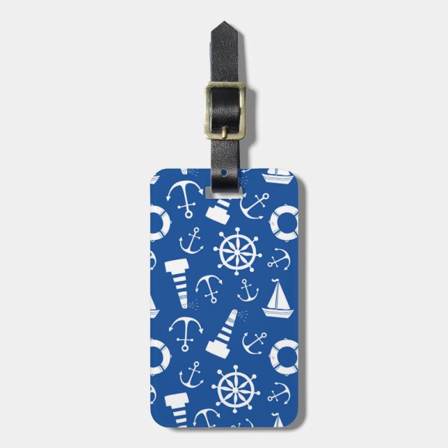 Étiquette À Bagage Motif bleu de mer (Devant Vertical)