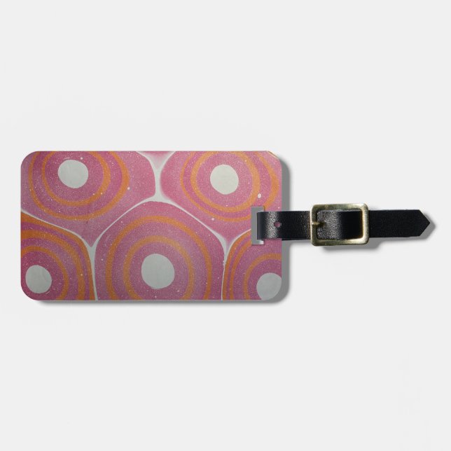 Étiquette À Bagage Motif Bullseye rose et orange moderne marbré (Devant horizontal)