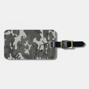Étiquette À Bagage Motif camouflage militaire gris monogramme