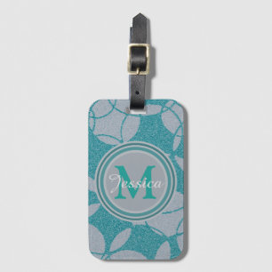 Étiquette À Bagage Motif Cercles Abstraits turquoises Personnalisé