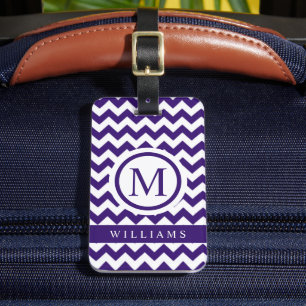 Étiquette À Bagage Motif Chevron personnalisé bleu foncé violet viole