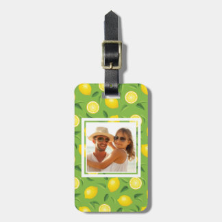 Étiquette À Bagage Motif citron jaune clair | Ajouter votre photo
