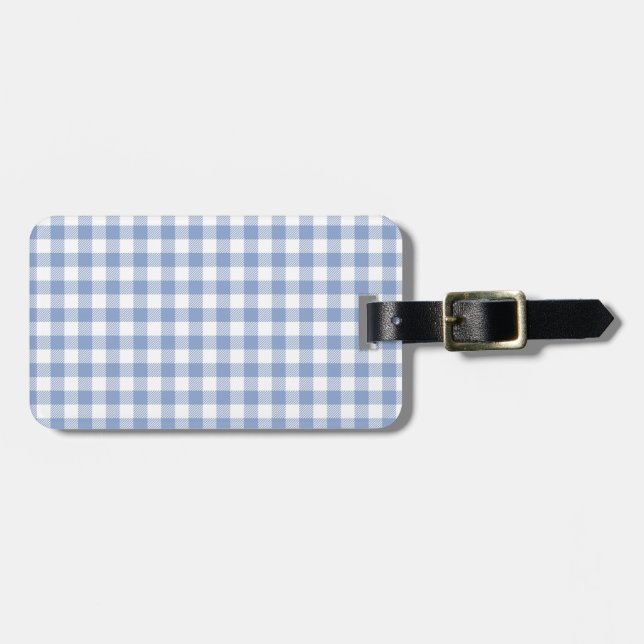 Étiquette À Bagage Motif classique En vichy bleu coché (Devant horizontal)