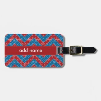 Étiquette À Bagage Motif coloré de Chevron avec le bleu de rouge de