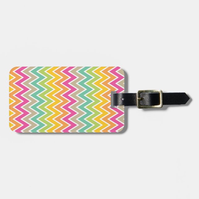 Étiquette À Bagage Motif coloré Rainbow Chevron (Devant horizontal)