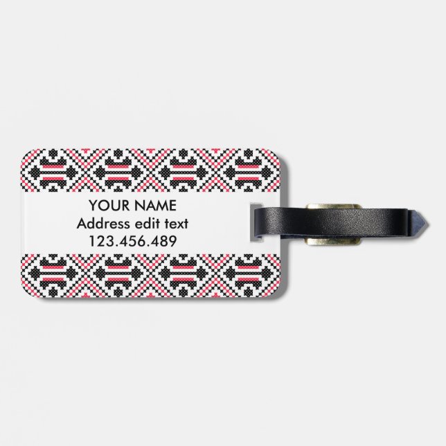 Étiquette À Bagage Motif croix rouge et noir personnalisé (Dos horizontal)