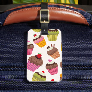 Étiquette À Bagage Motif Cupcake, Motif Muffin, Chocolat, Cœurs