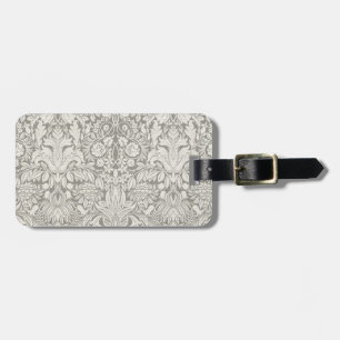 Étiquette À Bagage Motif damassé floral blanc simple minimaliste