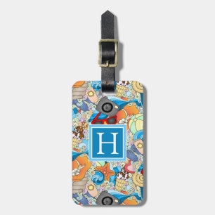 Étiquette À Bagage Motif d'amusement d'été de monogramme