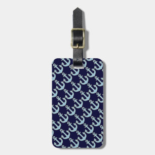 Étiquette À Bagage Motif d'Ancres nautiques du bateau bleu