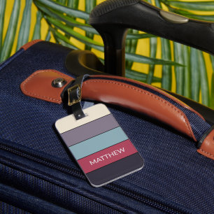 Étiquette À Bagage Motif d'art Personnalisé Colorblock Stripes Lines