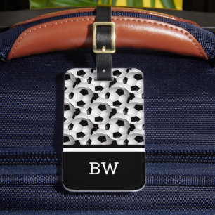 Étiquette À Bagage Motif de balle de soccer noir noir