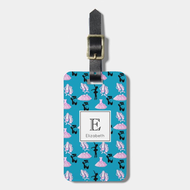 Étiquette À Bagage Motif de ballet avec Dance Attire et Ballerina (Devant Vertical)