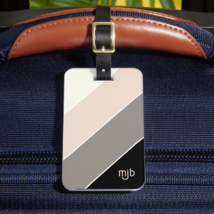 Étiquette À Bagage Motif de bandes de blocs de couleur élégant avec m