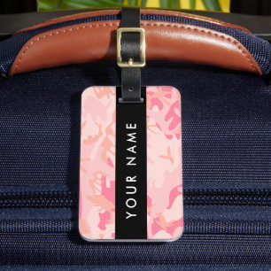 Étiquette À Bagage Motif de camouflage rose, Votre nom, Personnaliser