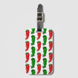 Étiquette À Bagage Motif De Cartoon Rouge Et Vert Pepper Divas