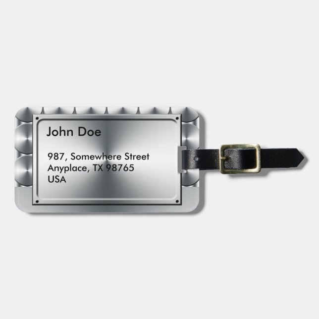 Étiquette À Bagage Motif de cercles en métal (Devant horizontal)