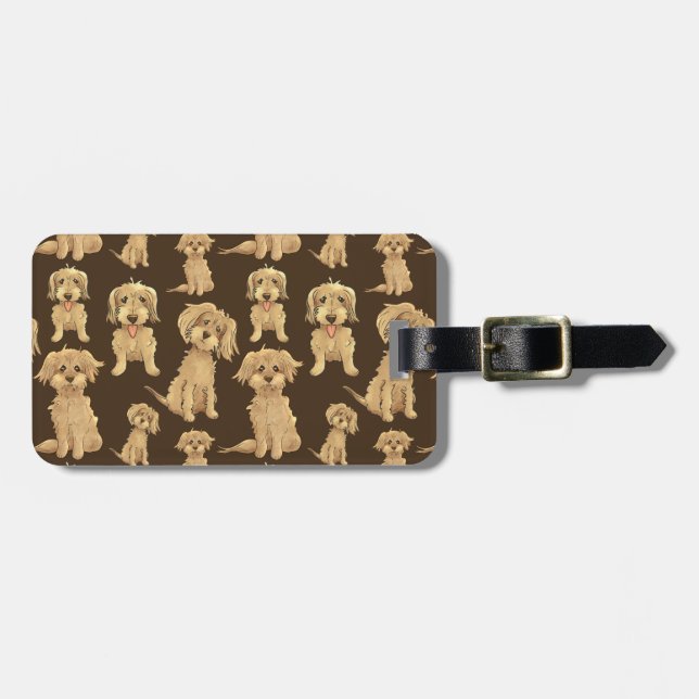 Étiquette À Bagage Motif de chien Brown labradoodle doré (Devant horizontal)
