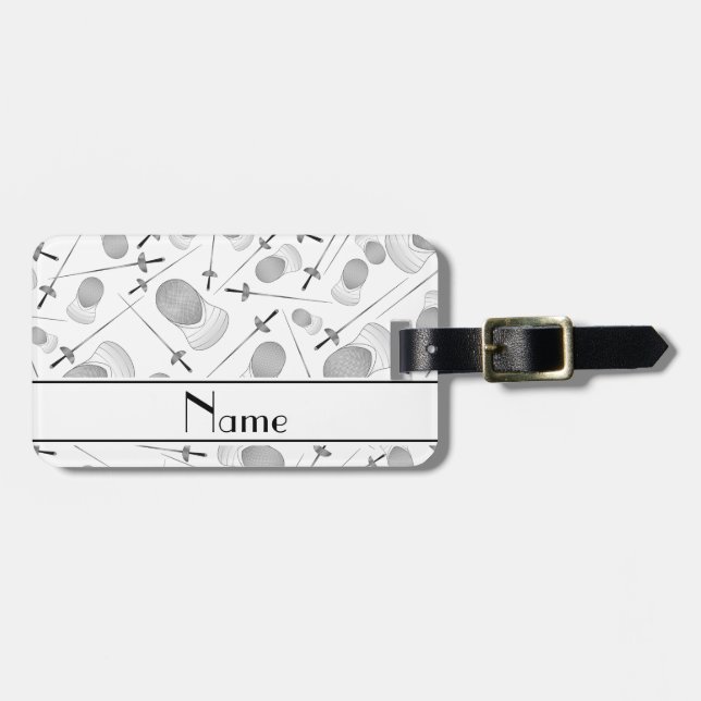 Étiquette À Bagage Motif de clôture blanc nommé personnalisé (Devant horizontal)