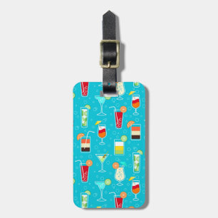 Étiquette À Bagage Motif de cocktails sur Arrière - plan Turquoise