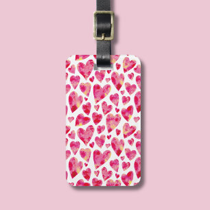 Étiquette À Bagage Motif de cœur d'amour rose chaud