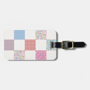 Étiquette À Bagage Motif de courtepointe de coeurs colorés