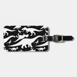 Étiquette À Bagage Motif de dinosaures noir et blanc