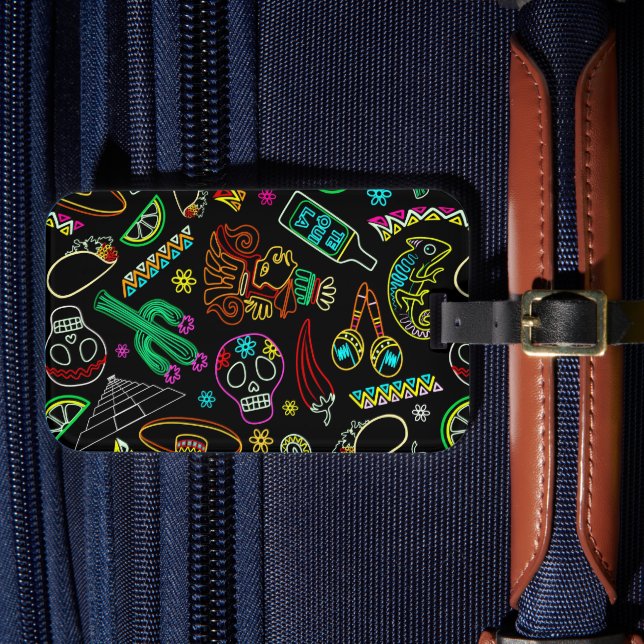 Étiquette À Bagage Motif de Fiesta du Mexique (Insitu Rectoal 4)
