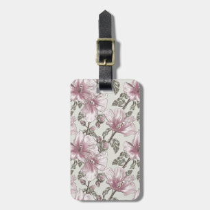 Étiquette À Bagage Motif de fleurs rose amorti de ketmie