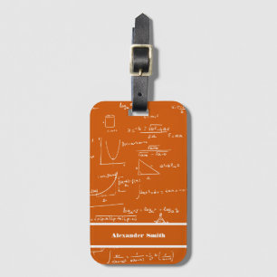 Étiquette À Bagage Motif de formules mathématiques orange mignon pour