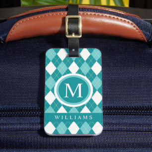 Étiquette À Bagage Motif de Jacquard blanc bleu Turquoise personnalis
