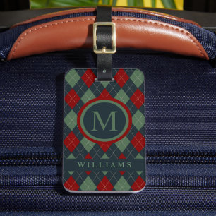 Étiquette À Bagage Motif de Jacquard rouge Turquoise foncé personnali