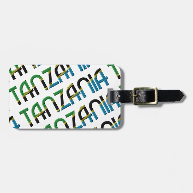Étiquette À Bagage Motif de la typographie du drapeau tanzanien (Devant horizontal)