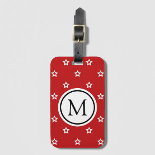 Étiquette À Bagage Motif de l'étoile blanche sur le Monogramme rouge