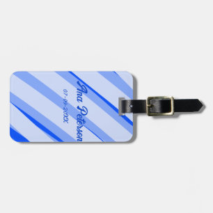 Étiquette À Bagage Motif de lignes rétro boho avec nom date pastel bl